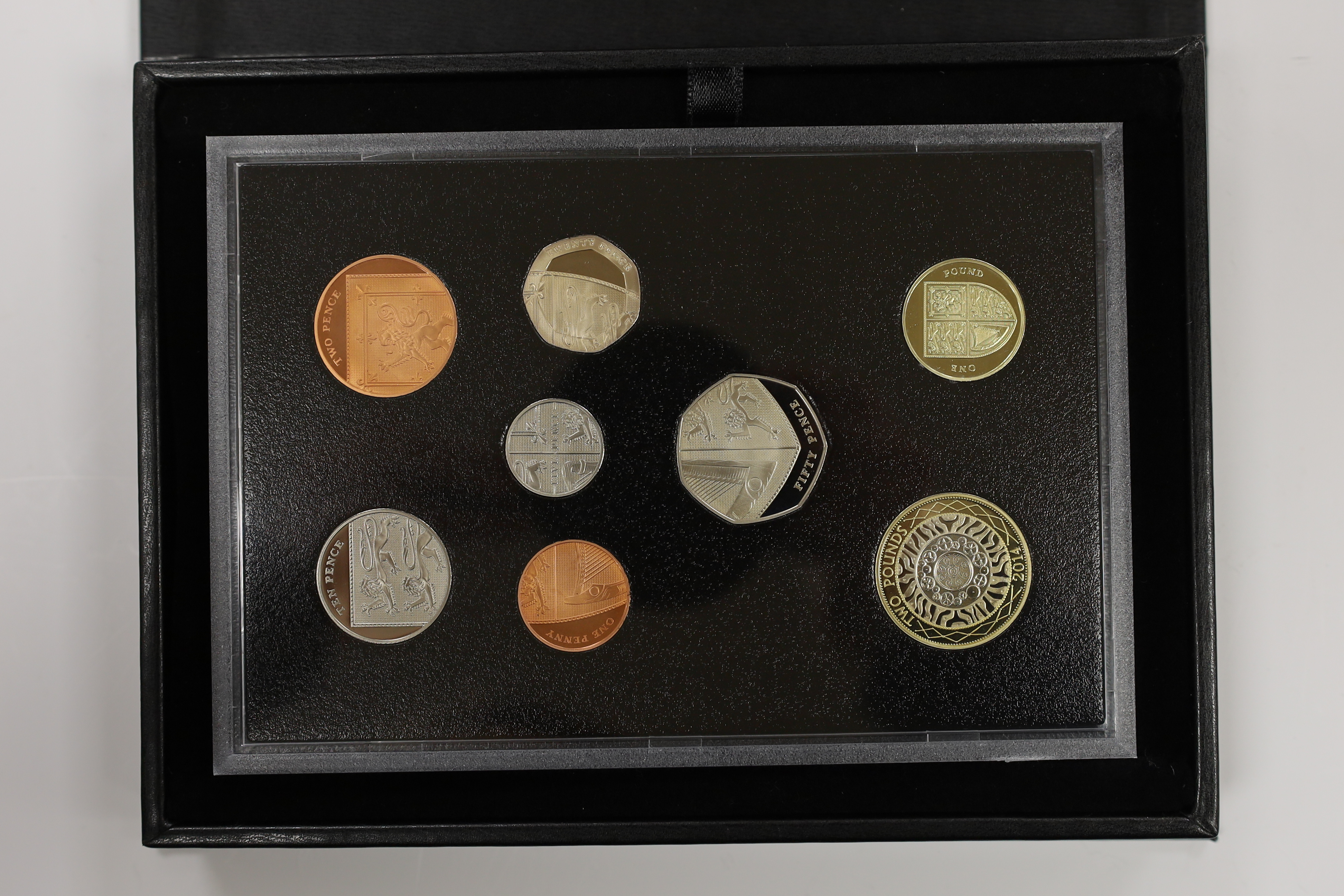 Three Royal Mint UK QEII Proof coin set collector edition for 2013, 2014 and 2015, 3 cases